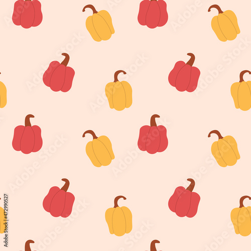 Vector pattern with bell pepper. Vegetables.