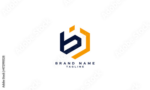 BJ, JB, BI, IB, Abstract initial monogram letter alphabet logo design