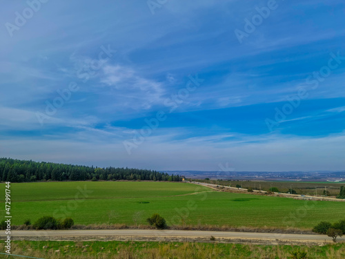 View from Tel Megiddo National Park to Jezreel Valley Background Landscape in Israel. photo