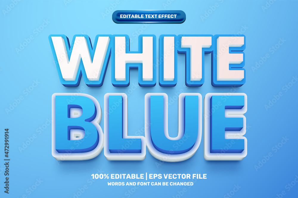white blue Bold 3D Editable text Effect Style white blue Bold 3D Editable text Effect Style