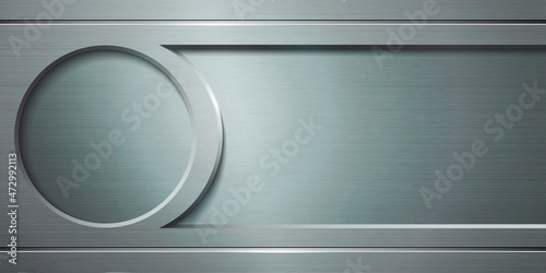 Metal plate with round and place for text. 