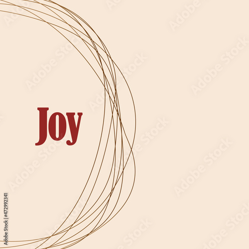 Christmas card on a BEIGE background inscription JOY