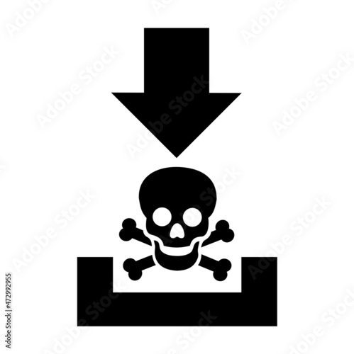 Downloading and piracy - illegal and criminal file and data downloading. Icon, sign, symbol and pictogram. Vector illustration isolated on white.