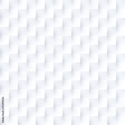 Abstract and modern geometric background with white and light gray squares. 3d effect. Seamless pattern.