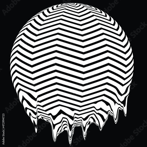 Glitch distorted geometric shape . Minimal art design . Destroyed melting logo . Trendy defect error shapes . Glitched design element .Broken effect .vector 