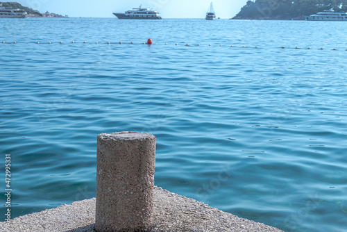 Mooring bollard on a sea dock