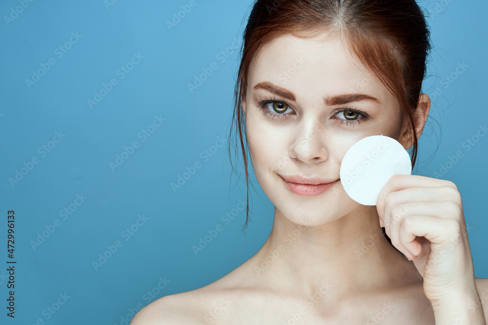 woman with bare shoulders cotton pads hygiene skin care woman with bare shoulders cotton pads hygiene skin care