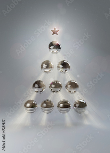 Silver Glitter-Ball Christmas Tree Card