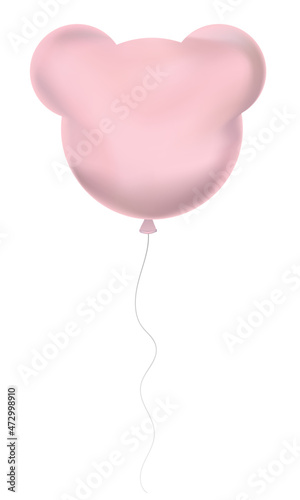 Baby party pink balloon. Cute teddy bear character.