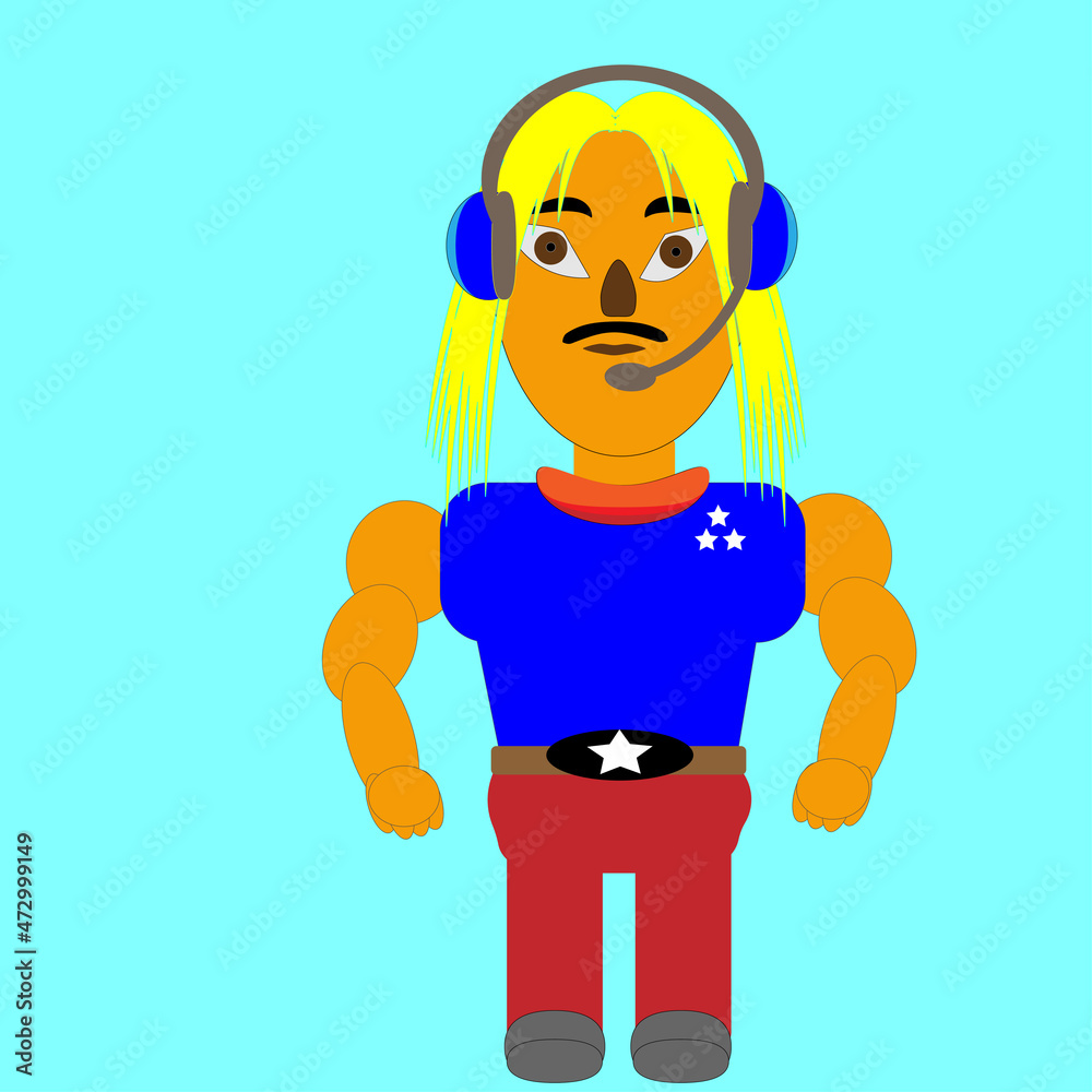 illustration of a cartoons character a young guy with him accessories illustration of a cartoons character a young guy with him accessories