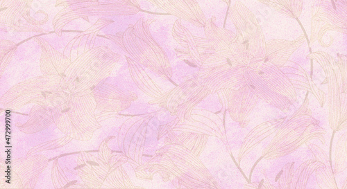 Tekstura z motywem kwiatów lilii w kolorze różu i kremowym. Grafika cyfrowa przeznaczona do druku na tkaninie, tapecie, ozdobnym papierze, płytkach ceramicznych.