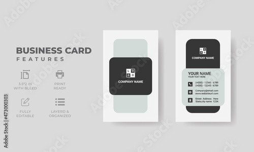 Double-sided creative business card template. Portrait orientation. Vertical layout. Vector illustration	