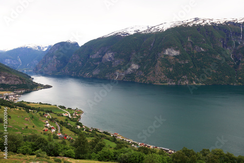 view of the Aurlandsfjord, a branch off of the Sognefjord, Norway