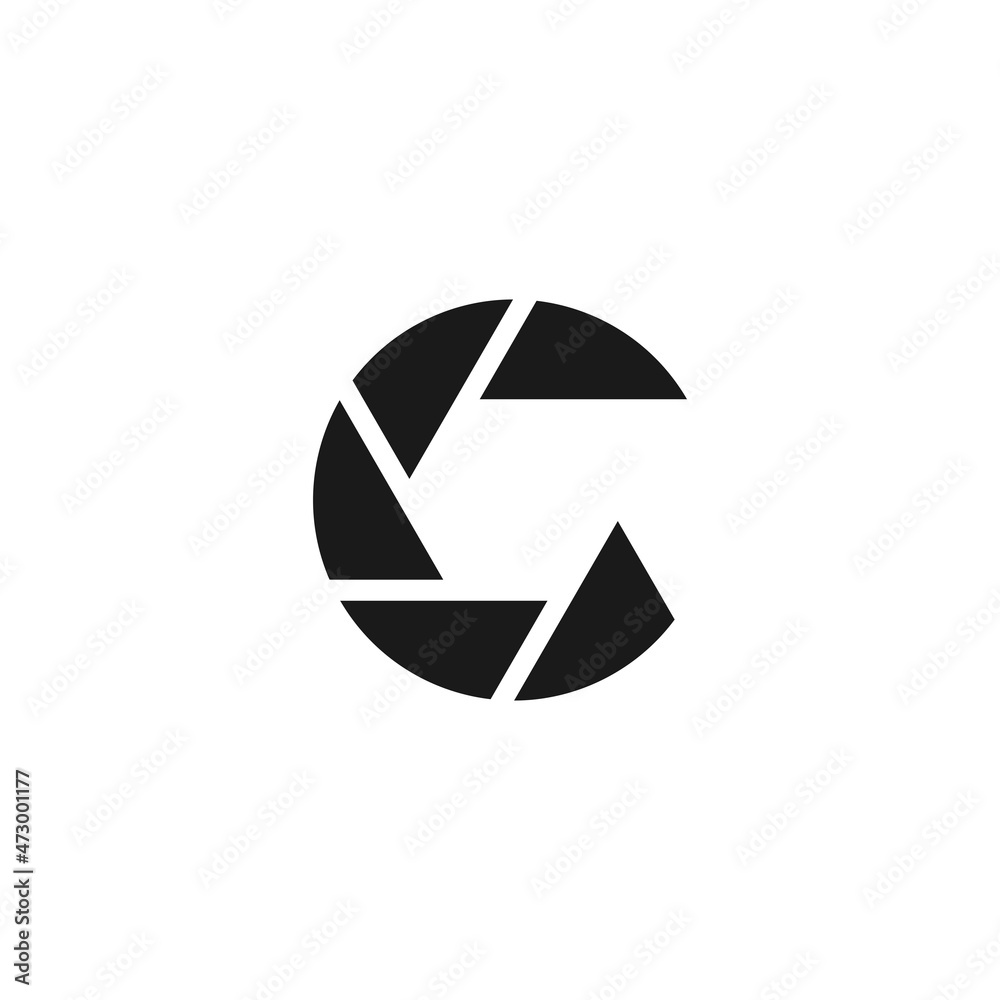 Camera lens logo design initial letter C. photography logo