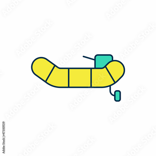 Filled outline Inflatable boat with outboard motor icon isolated on white background. Vector