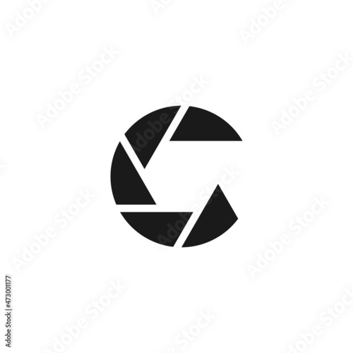 Camera lens logo design initial letter C. photography logo
