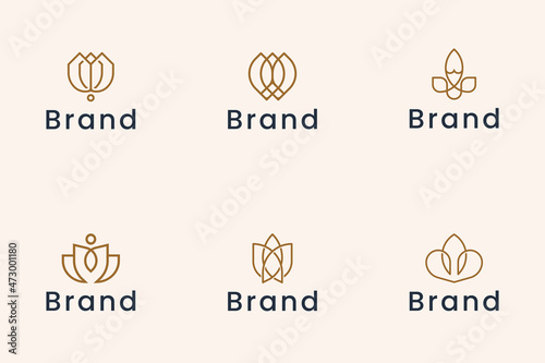 set of line minimalist flower logo design.
