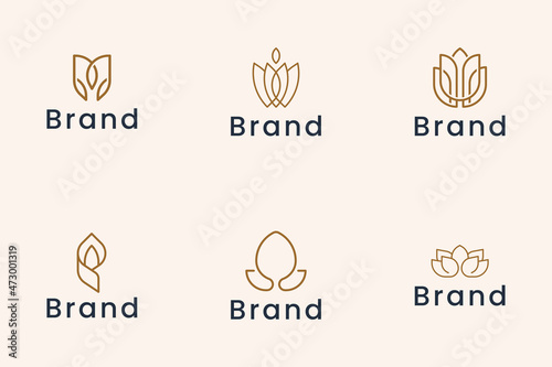 set of line minimalist flower logo design.

