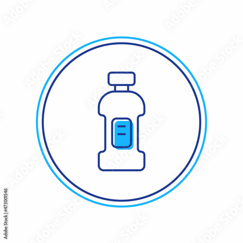 Filled outline Plastic bottle for laundry detergent, bleach, dishwashing liquid or another cleaning agent icon isolated on white background. Vector