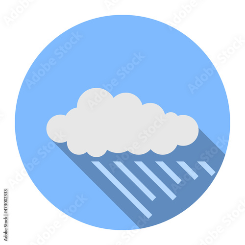 Rain cloud. Rain cloud icon with shadow on blue background. Vector, cartoon illustration. Vector.