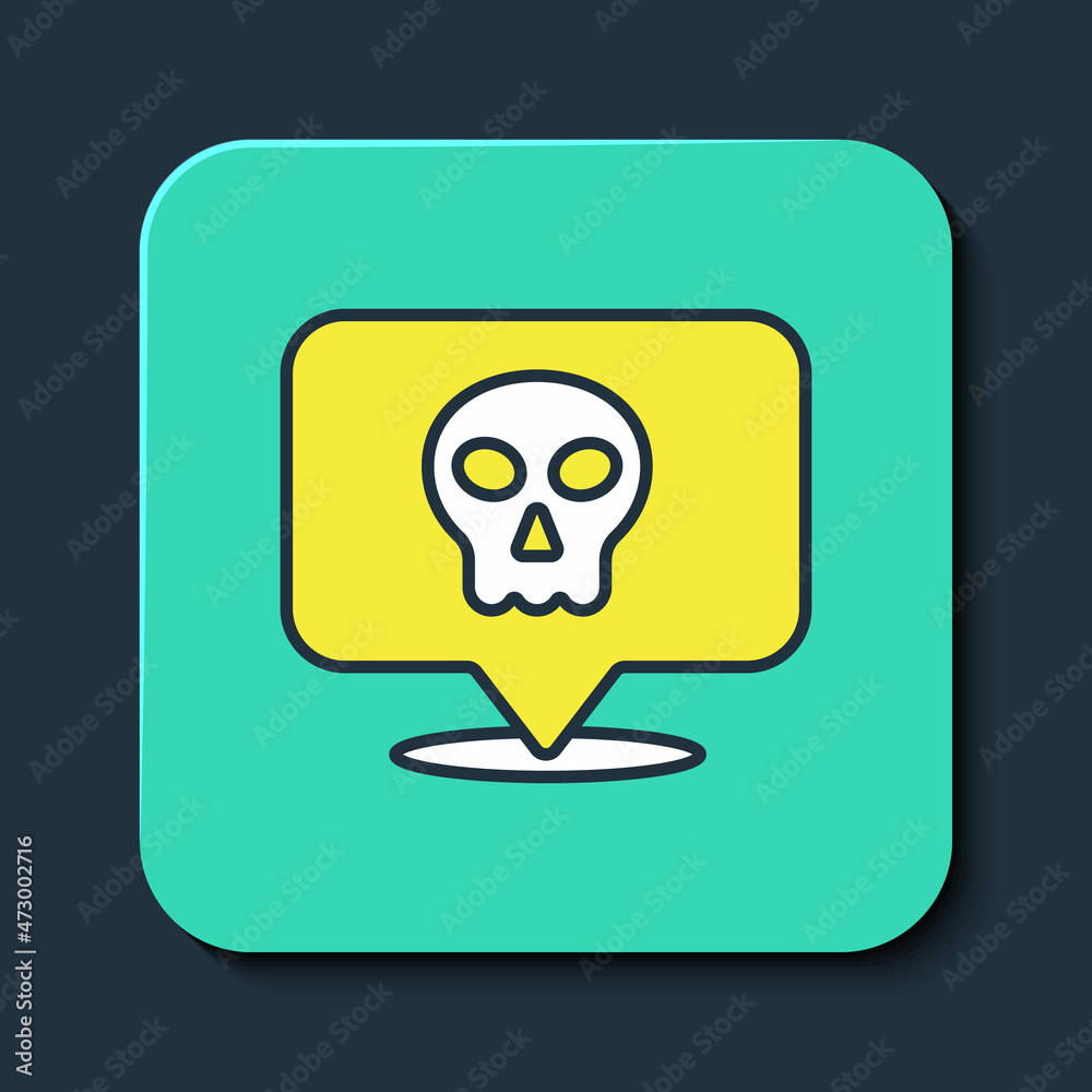 Filled outline Skull icon isolated on blue background. Happy Halloween party. Turquoise square button. Vector Filled outline Skull icon isolated on blue background. Happy Halloween party. Turquoise square button. Vector