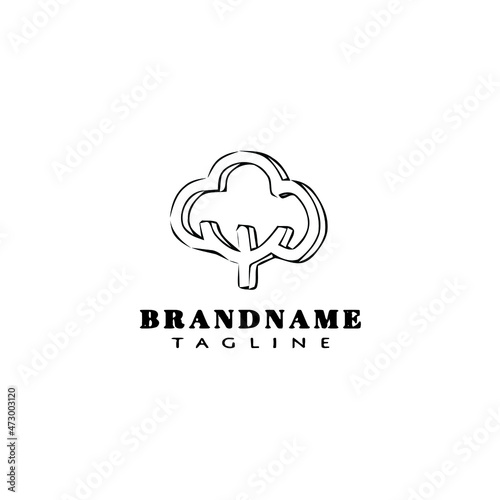 cotton flowers logo cartoon icon design template black isolated vector illustration