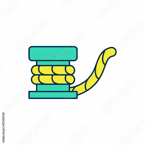 Filled outline Marine bollard with rope tied on pier icon isolated on white background. Vector