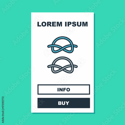 Filled outline Nautical rope knots icon isolated on turquoise background. Rope tied in a knot. Vector