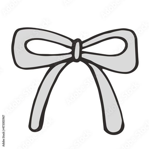 New year hand-drawn black and white bow element illustration