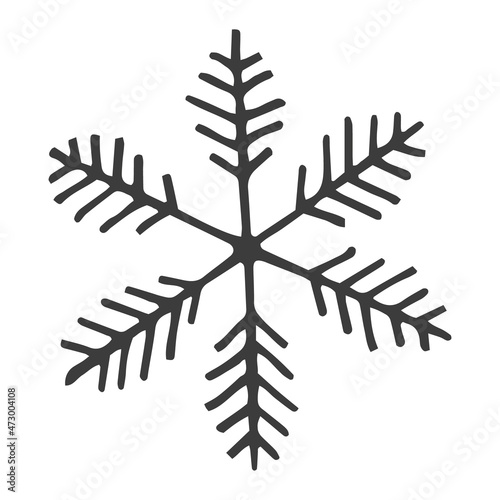New year hand-drawn black and white snowflake element illustration