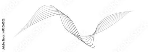Tableau sur toile Monochromatic waves as curved lines in greyscale colors on a white background