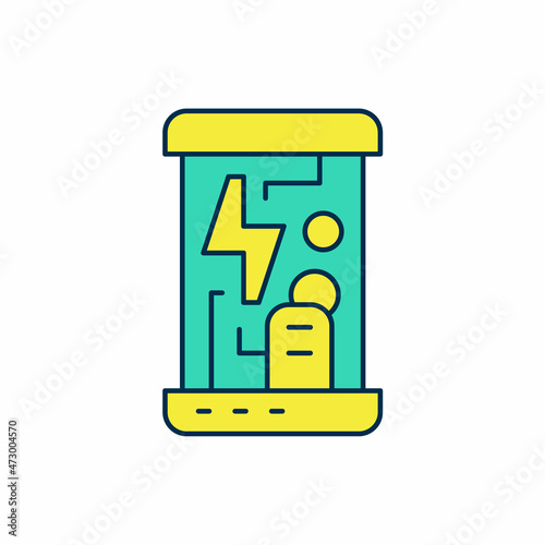 Filled outline Futuristic cryogenic capsules or containers icon isolated on white background. Cryonic technology for humans or cryogenic chamber. Vector