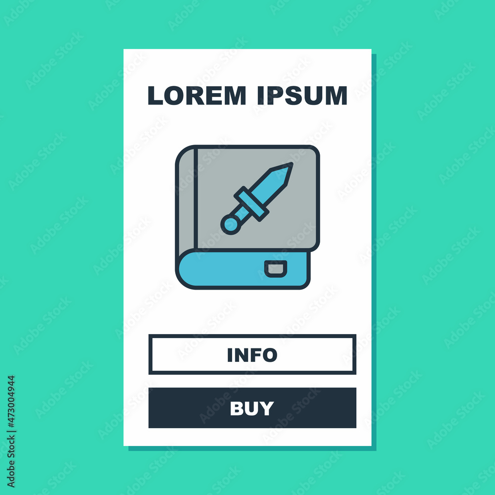 Filled outline Book about weapon icon isolated on turquoise background. Small firearm. Weapon catalog. Vector Filled outline Book about weapon icon isolated on turquoise background. Small firearm. Weapon catalog. Vector