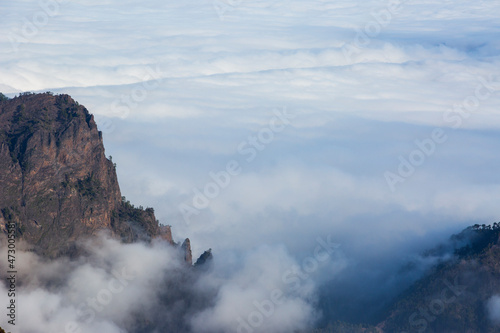 Spring sunset in Caldera De Taburiente Nature Park, La Palma Island, Canary Islands, Spain