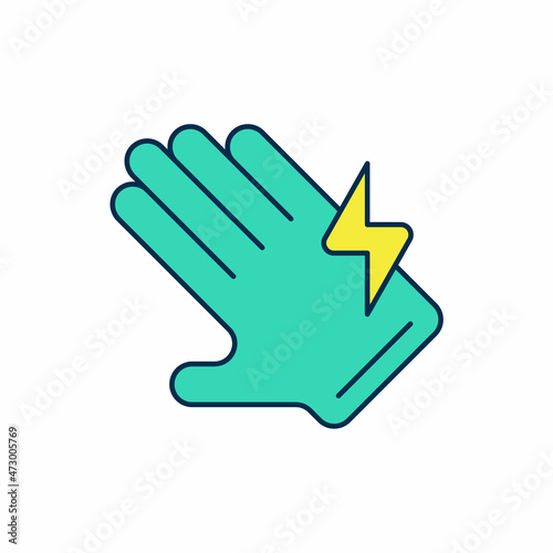 Filled outline Electric glove icon isolated on white background. Safety gloves, hand protection. Vector