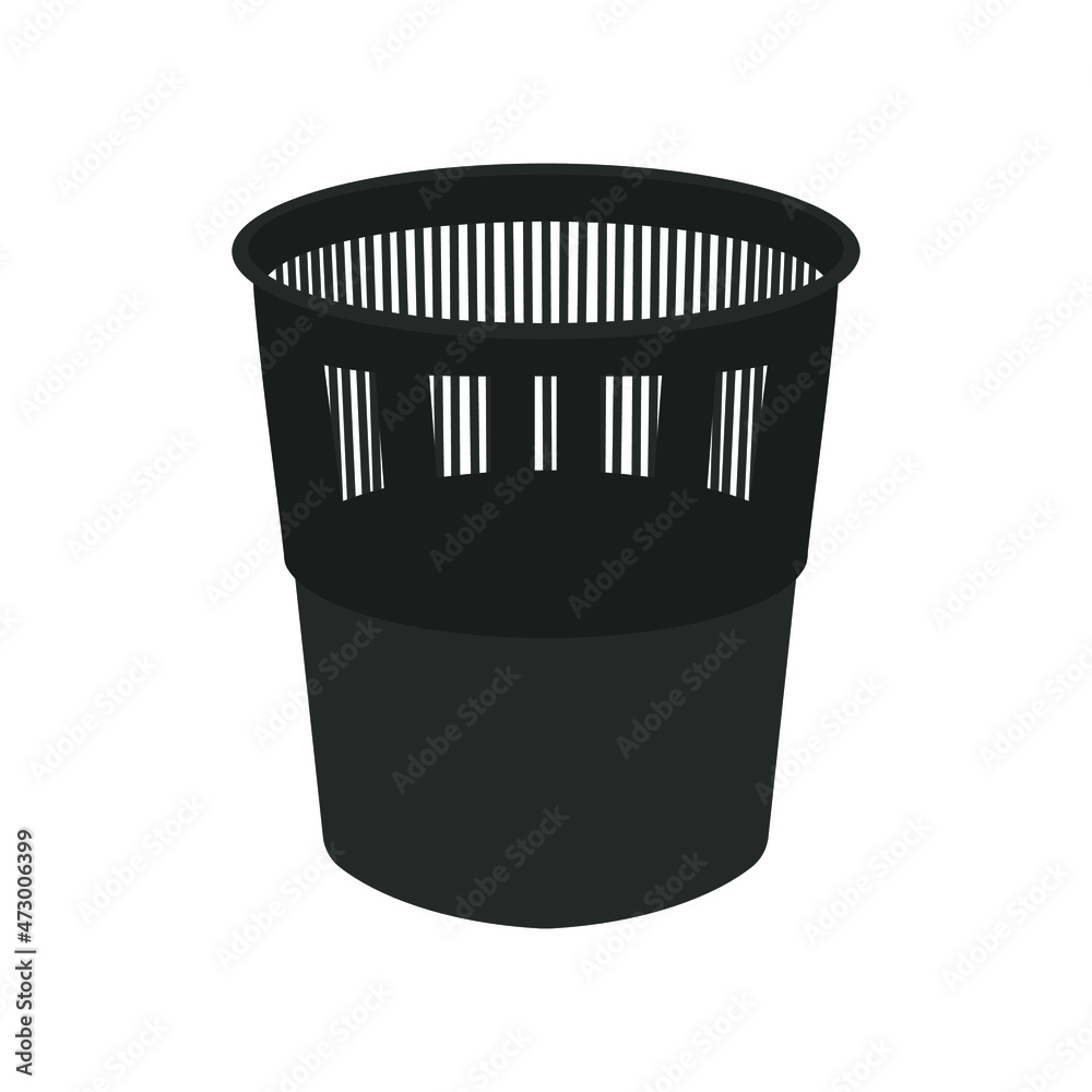 Black plastic wastepaper basket on white background Stock Vector ...