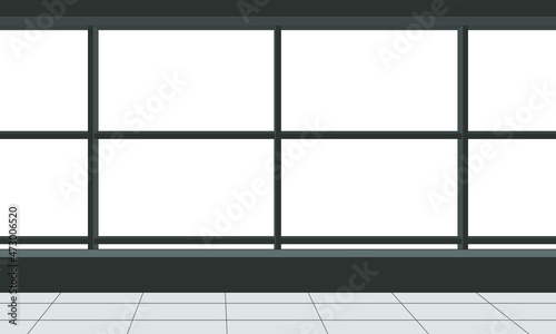 Tiled floor and wall with panoramic windows