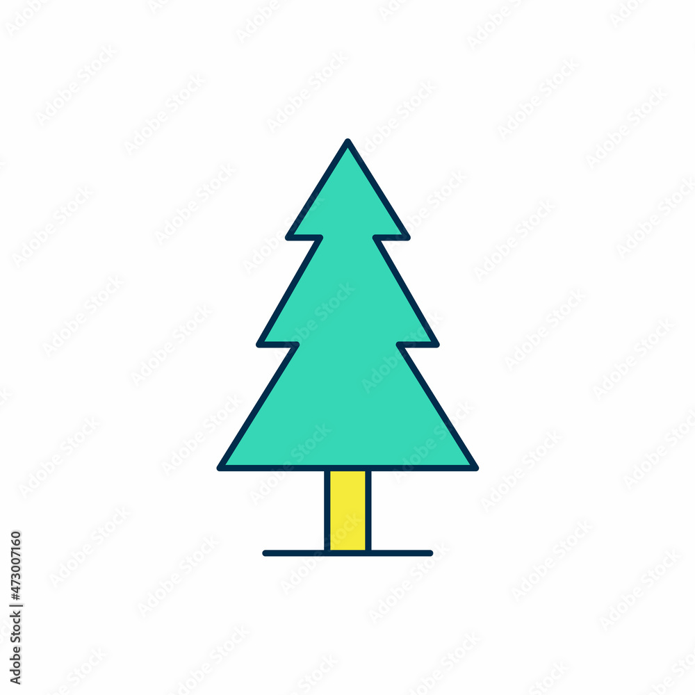 Filled outline Tree icon isolated on white background. Forest symbol. Vector