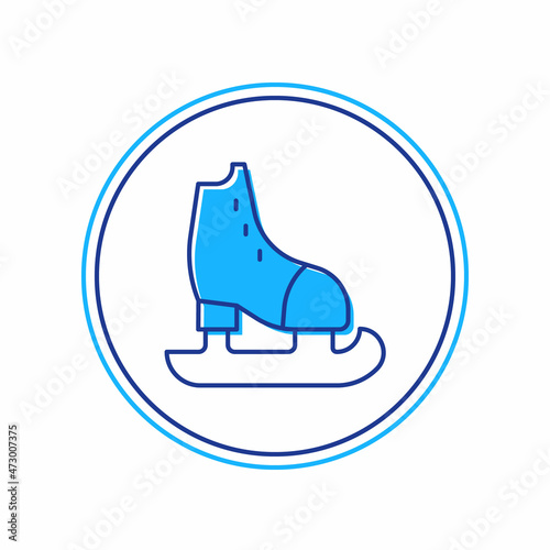 Fototapeta Naklejka Na Ścianę i Meble -  Filled outline Skates icon isolated on white background. Ice skate shoes icon. Sport boots with blades. Vector