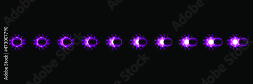 Set Collection Phases Of A Solar And Lunar Eclipse On Dark Background Sun