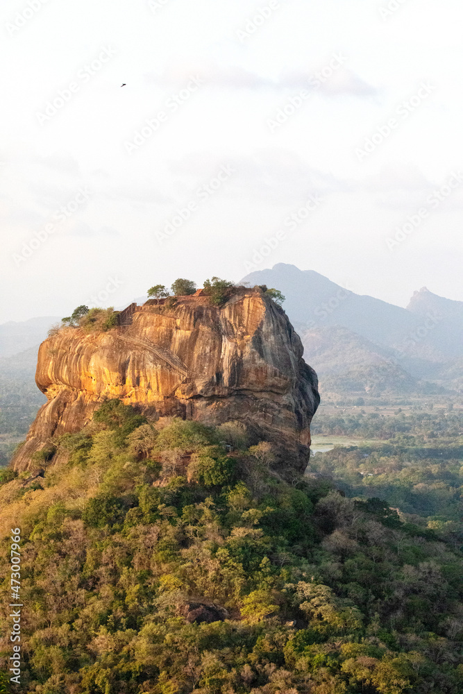Sunrise at the famous ancient Rock Fortress called Sigiriya. 