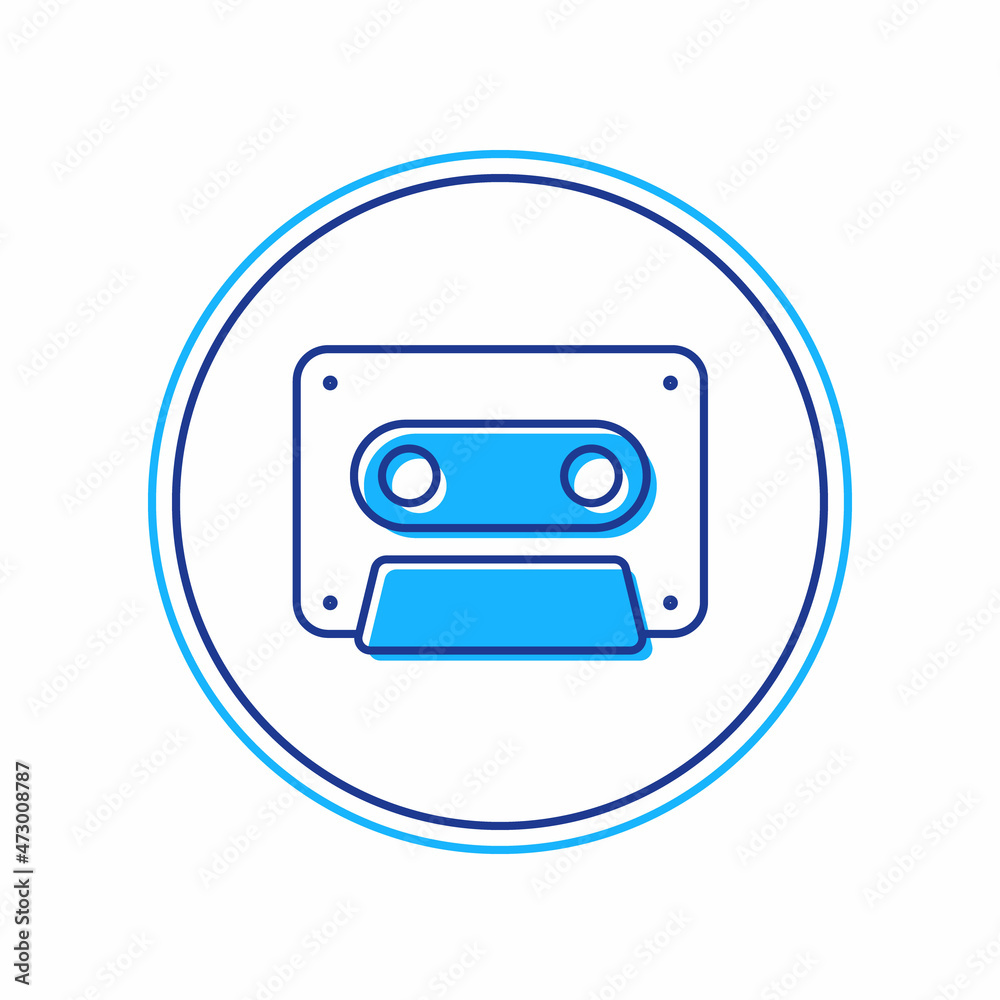 Filled outline Retro audio cassette tape icon isolated on white background. Vector Filled outline Retro audio cassette tape icon isolated on white background. Vector