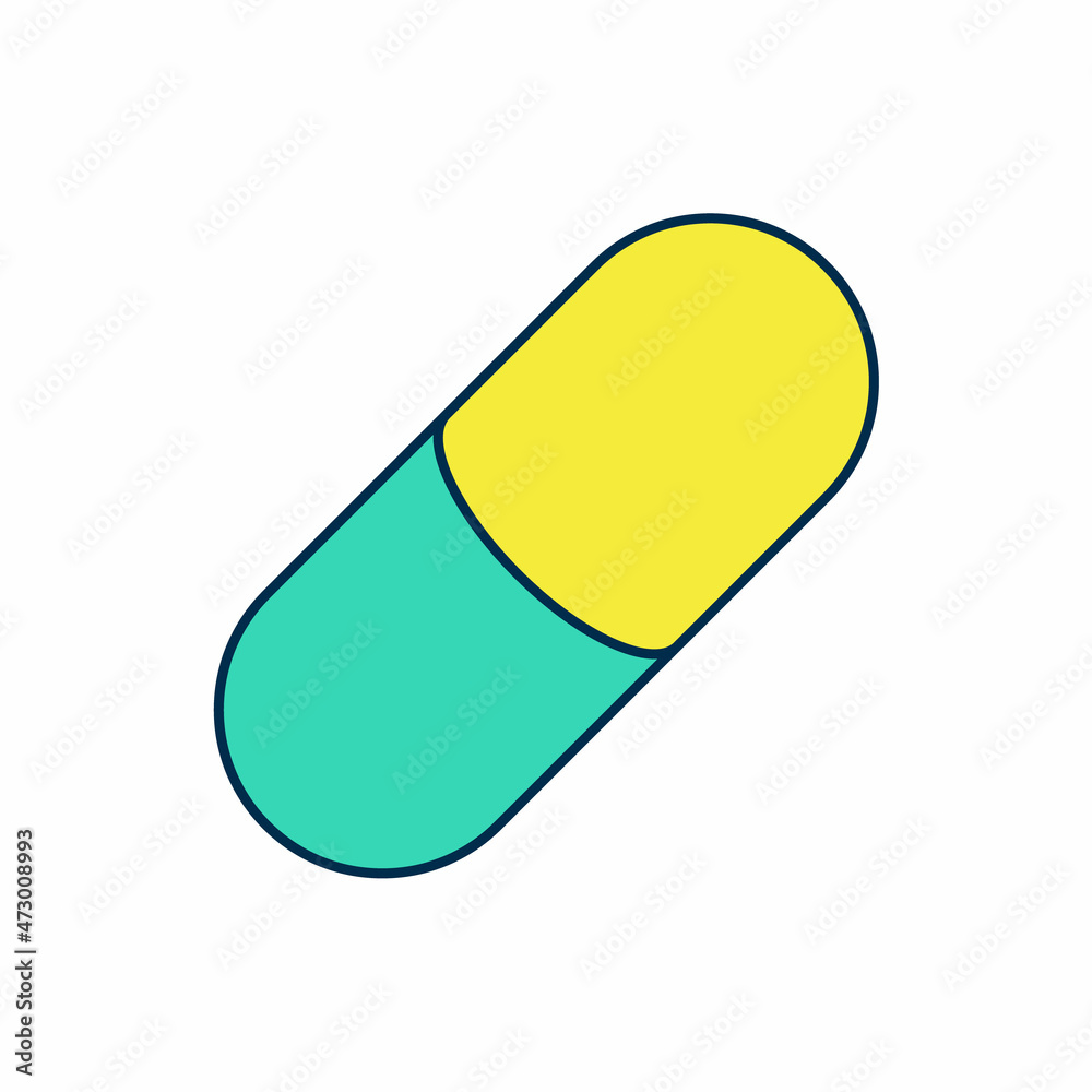 Filled outline Sleeping pill icon isolated on white background. Vector Filled outline Sleeping pill icon isolated on white background. Vector