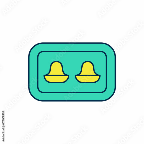 Filled outline Earplugs with storage box icon isolated on white background. Ear plug sign. Noise symbol. Sleeping quality concept. Vector
