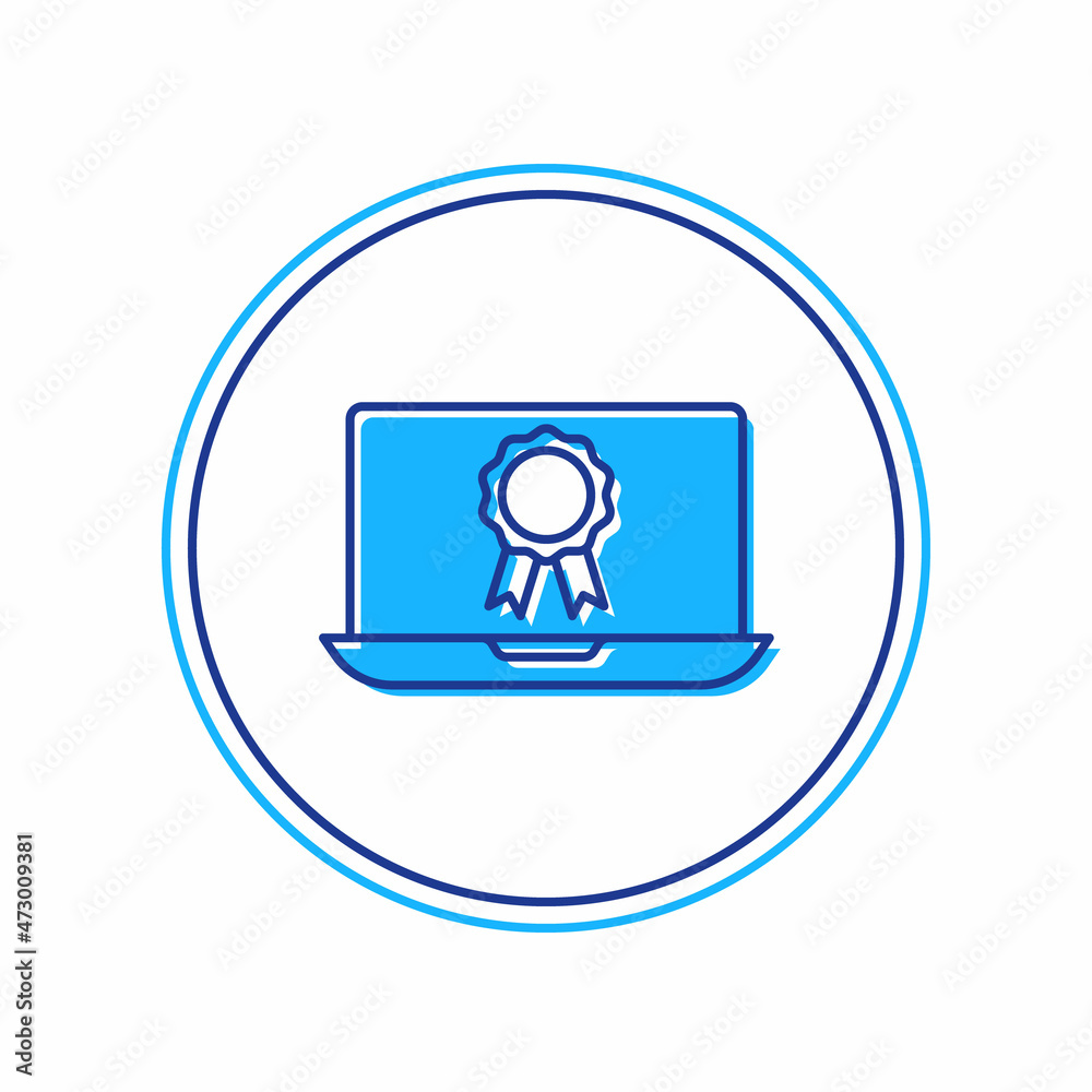 Filled outline Online education with diploma icon isolated on white background. Diploma online at home. Webinar and video seminar learning. Vector Filled outline Online education with diploma icon isolated on white background. Diploma online at home. Webinar and video seminar learning. Vector