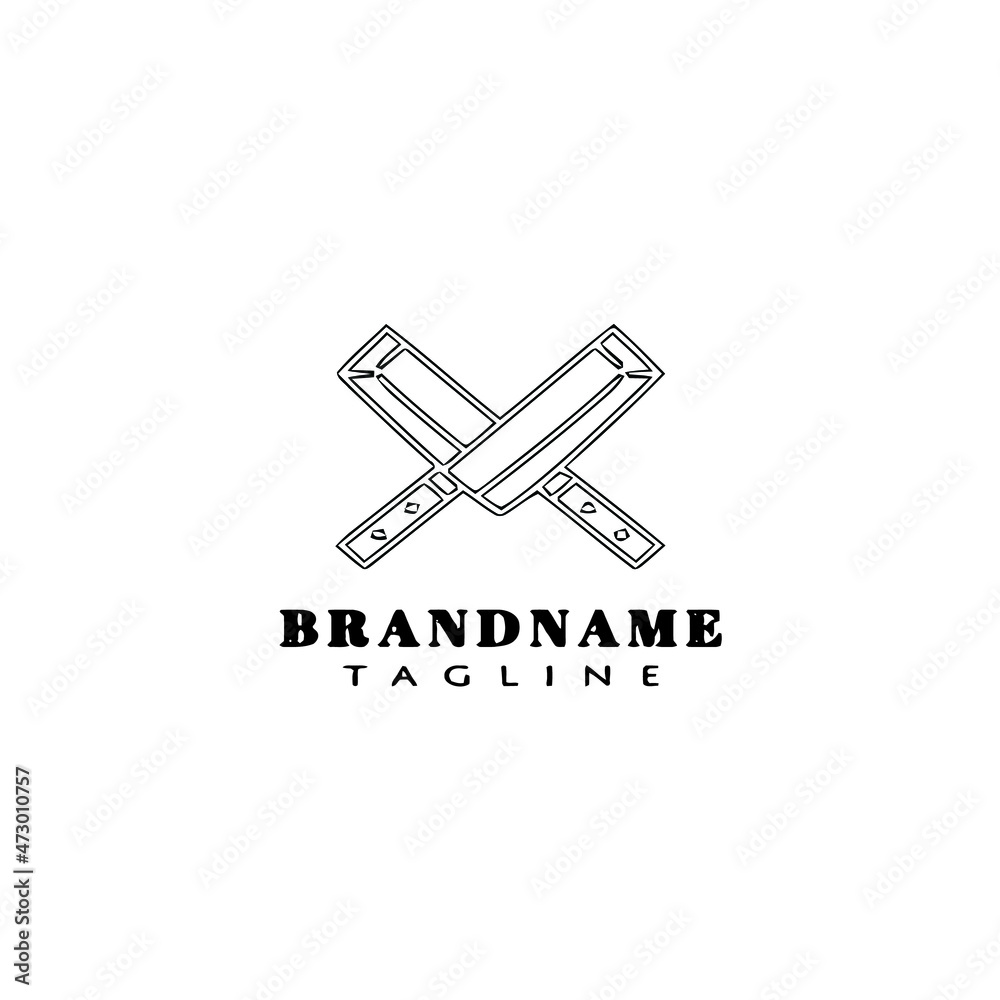 crossed cleaver logo cartoon design template icon black isolated vector illustration