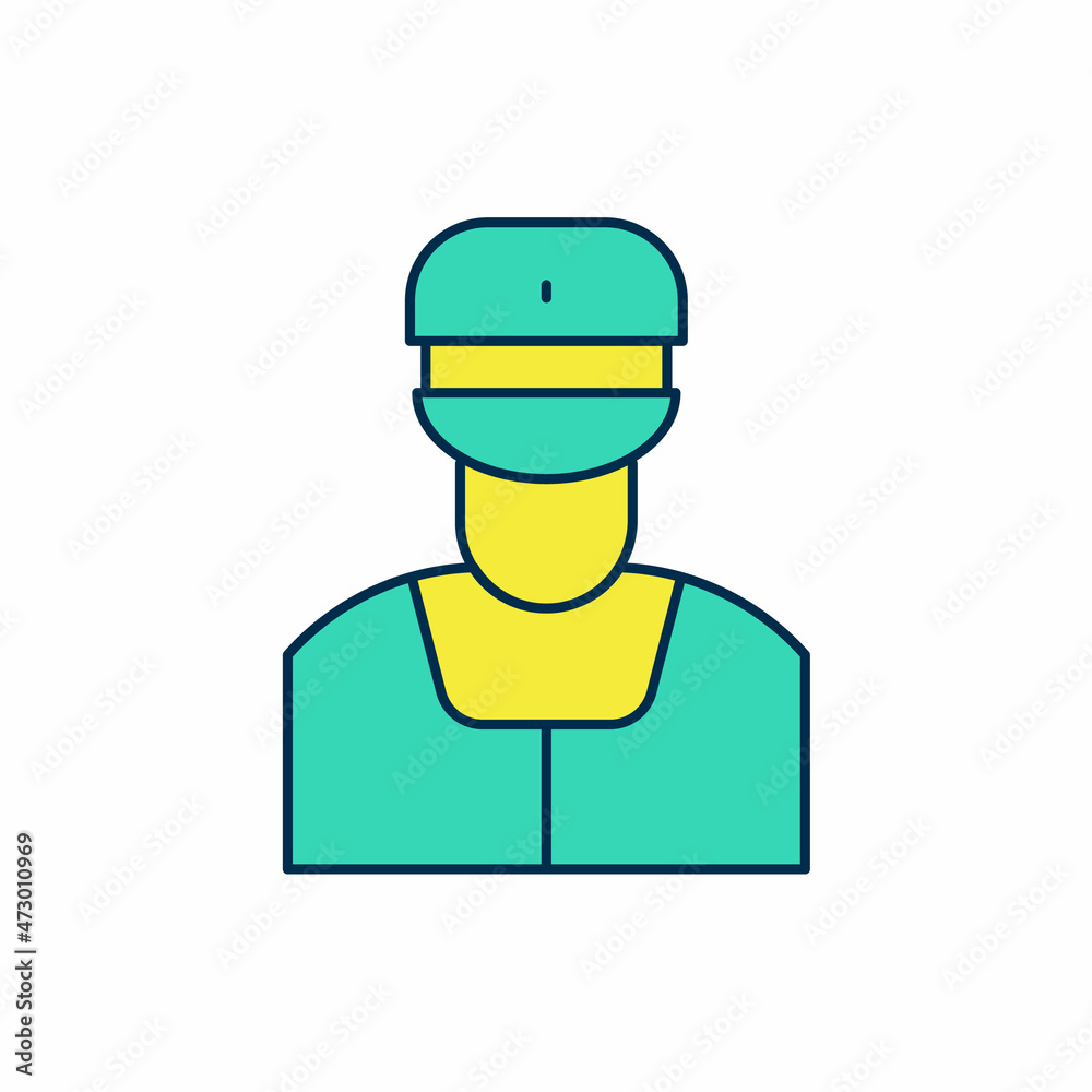 Filled outline Train conductor icon isolated on white background. Vector
