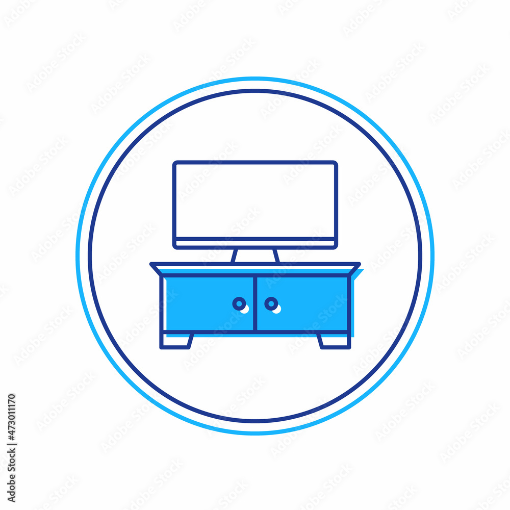 Filled outline TV table stand icon isolated on white background. Vector Filled outline TV table stand icon isolated on white background. Vector