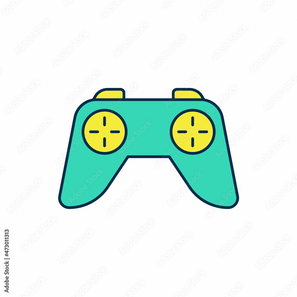 Filled outline Game controller or joystick for game console icon isolated on white background. Vector Filled outline Game controller or joystick for game console icon isolated on white background. Vector