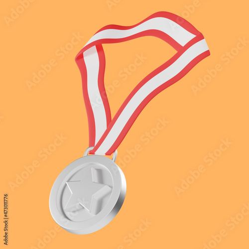 silver medal 3d illustration